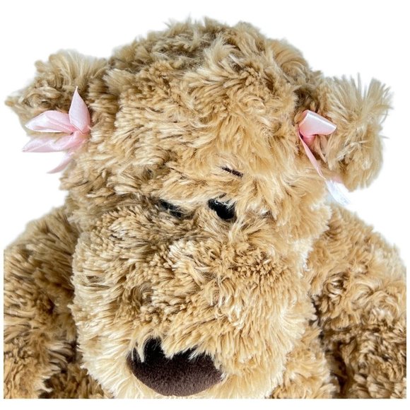 Build A Bear Brown Teddy Bear Plush Talks Pink Bows Ears 17” Stuffed Animal Toy - Picture 3 of 9